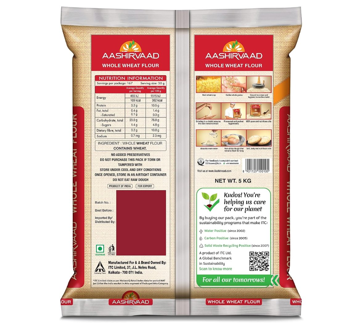 Aashirvaad Whole Wheat Flour / Atta (5kg)